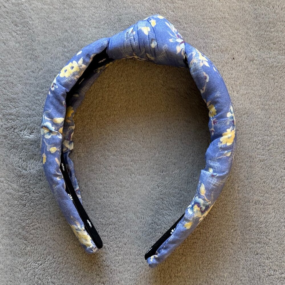 Lele Sadoughi x LoveShackFancy Floral Knot Headband in Blue Jay - Picture 8 of 9